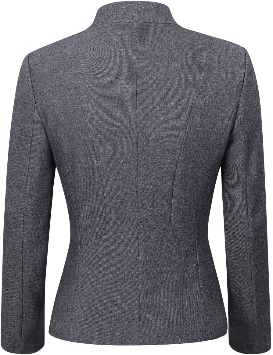 YYNUDA Damen Slim Fit Blazer Sommer Elegant Anzugjacke mit EIN Knopf Kurz für Office Business, L Dun