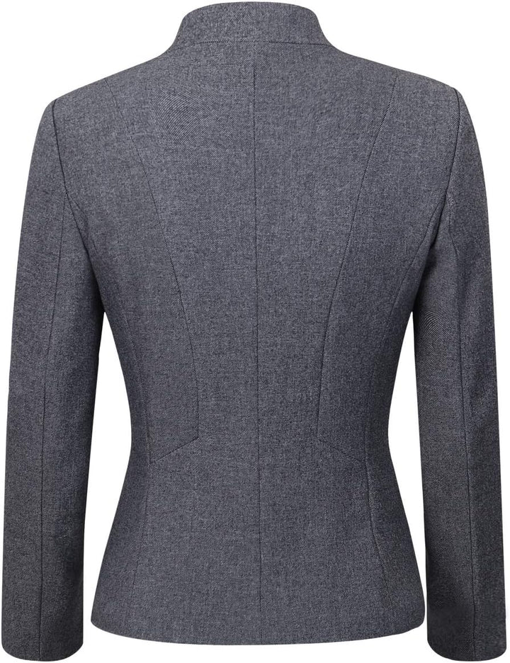 YYNUDA Damen Slim Fit Blazer Sommer Elegant Anzugjacke mit EIN Knopf Kurz für Office Business, L Dun