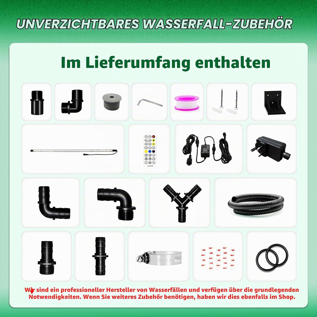 LONGRUN 30cm Teich Wasserfall Klingen Set, Acryl Gebogener Wasserfall Überlauf, Aussenpool Brunnen m