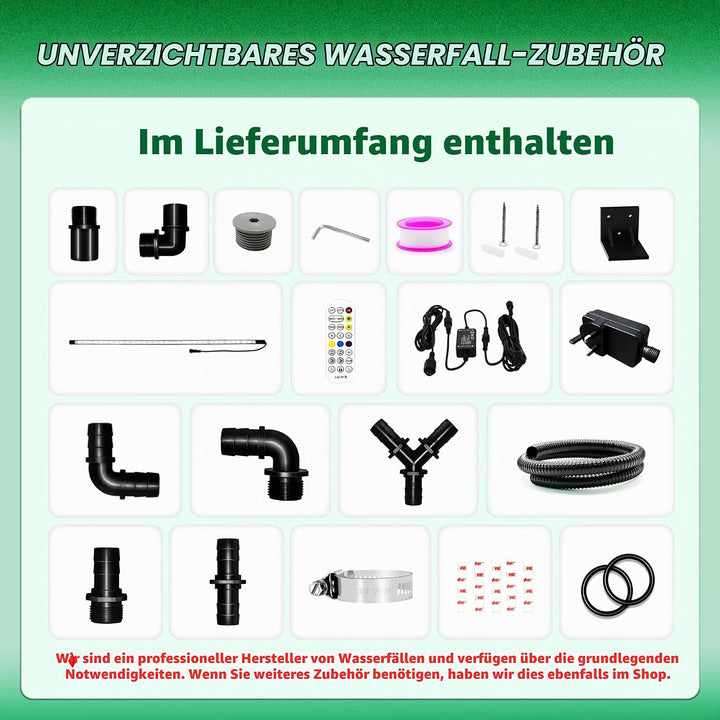 LONGRUN 30cm Teich Wasserfall Klingen Set, Acryl Gebogener Wasserfall Überlauf, Aussenpool Brunnen m