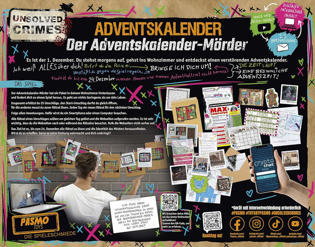 PASMO Unsolved Crime Adventskalender - Escape Game Spielzeug Adventskalender Jungen mit 24 Rätsel, d