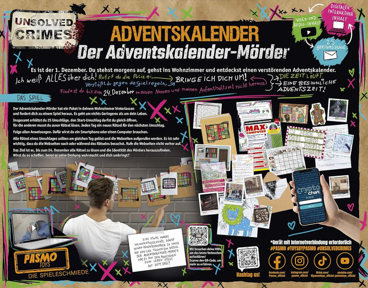 PASMO Unsolved Crime Adventskalender - Escape Game Spielzeug Adventskalender Jungen mit 24 Rätsel, d