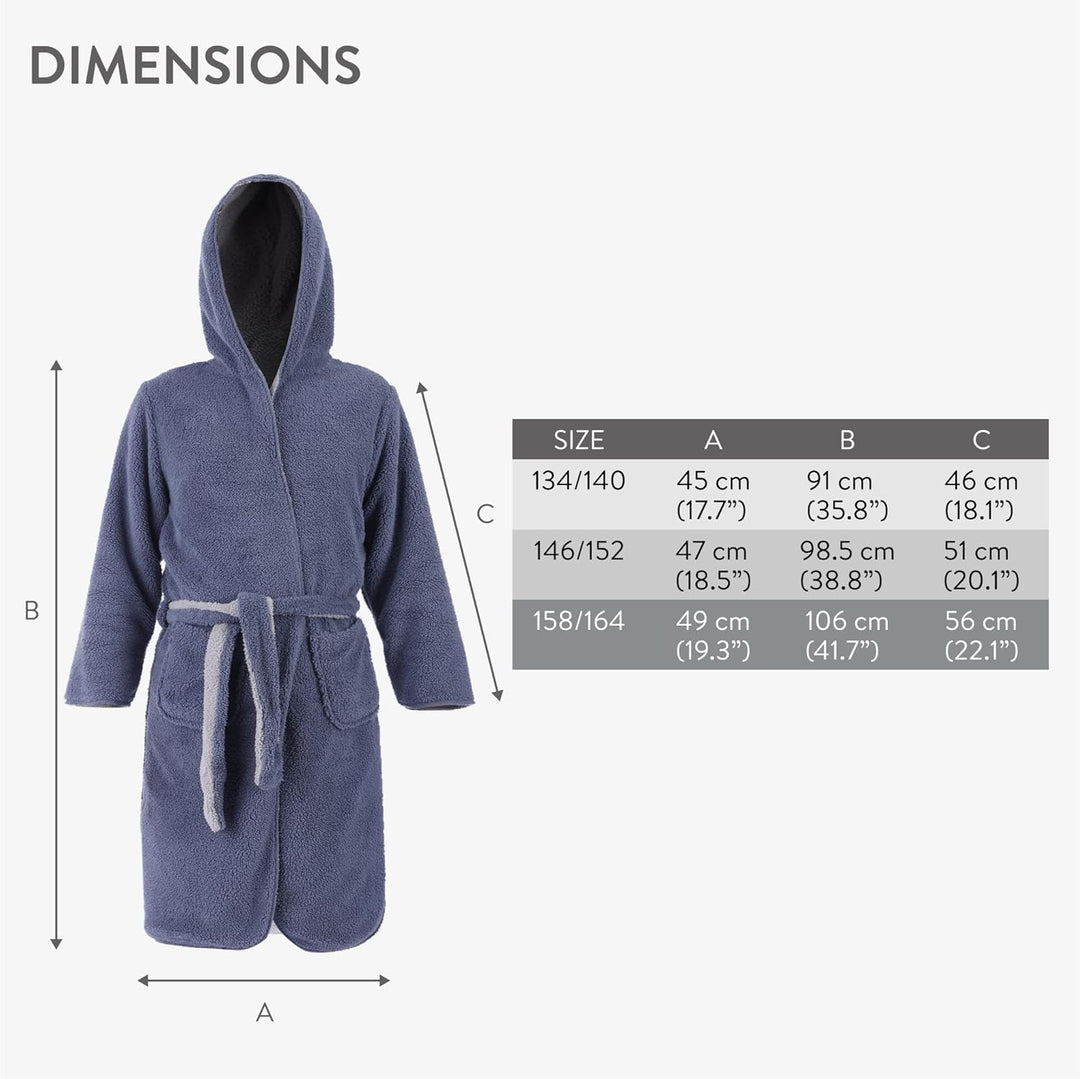 HOMELEVEL Kuschelfleece Bademantel für Kinder - Sherpa Morgenmantel mit Taschen Schalkragen Gürtel -