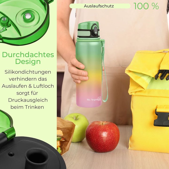 MY VESPERBOX® Edelstahl Thermosflasche Kinder [INK. STROHHALM & SIEB] - Isolierflasche für Jungen &