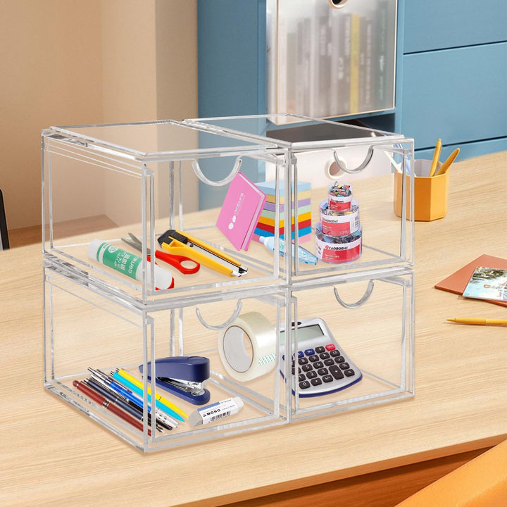 AMEITECH Stapelbare Kosmetik-Organizer-Schubladen, Transparenter Acryl-Make-up-Organizer, Schminkbeh
