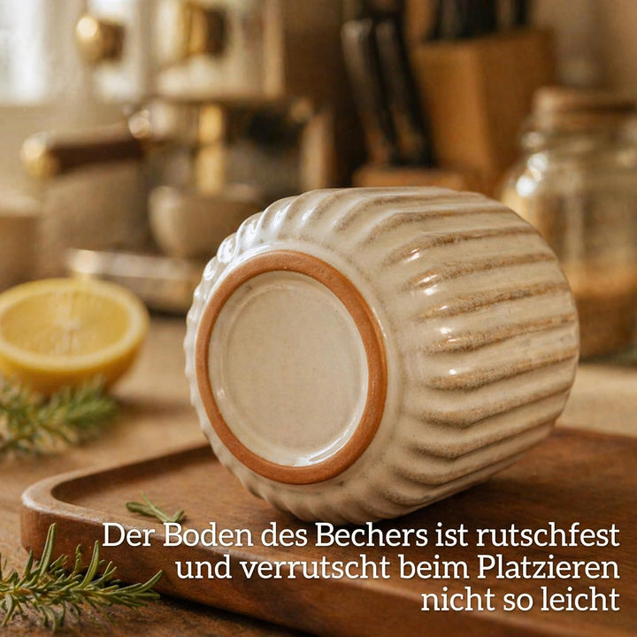 Erkundpresso.Kaffeebecher 4er Set Espressotassen Ohne Henkel Steingut Dickwandiger Kaffeebecher Prem