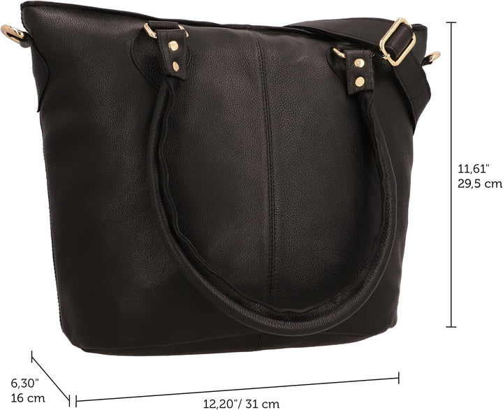 Gusti Shopper Leder - Therese Handtasche Damen Umhängetasche Vintage mit Reissverschluss Shopper Led