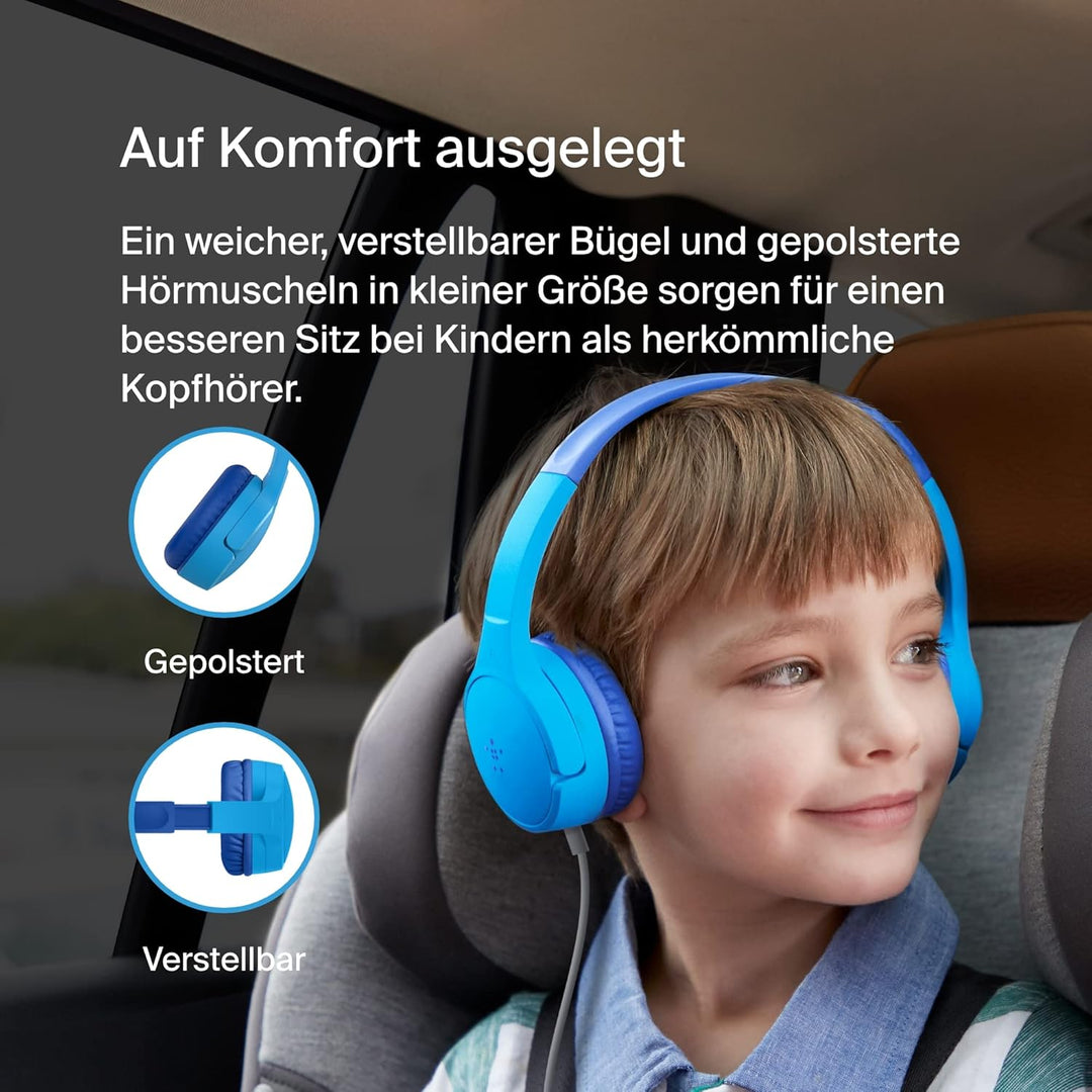 Belkin Sound Form Mini On-Ear-Kopfhörer mit Kabel für Kinder, Over-Ear-Headset mit integriertem Mikr