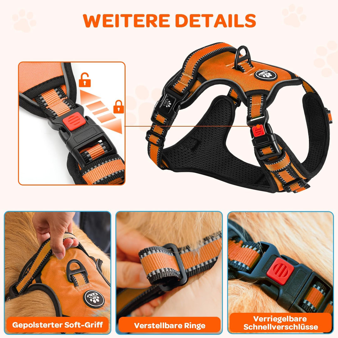 FURRYFECTION Anti Zug Hundegeschirr, Brustgeschirr kleine Hunde Sicherheitsgeschirr Welpen, Antizugg