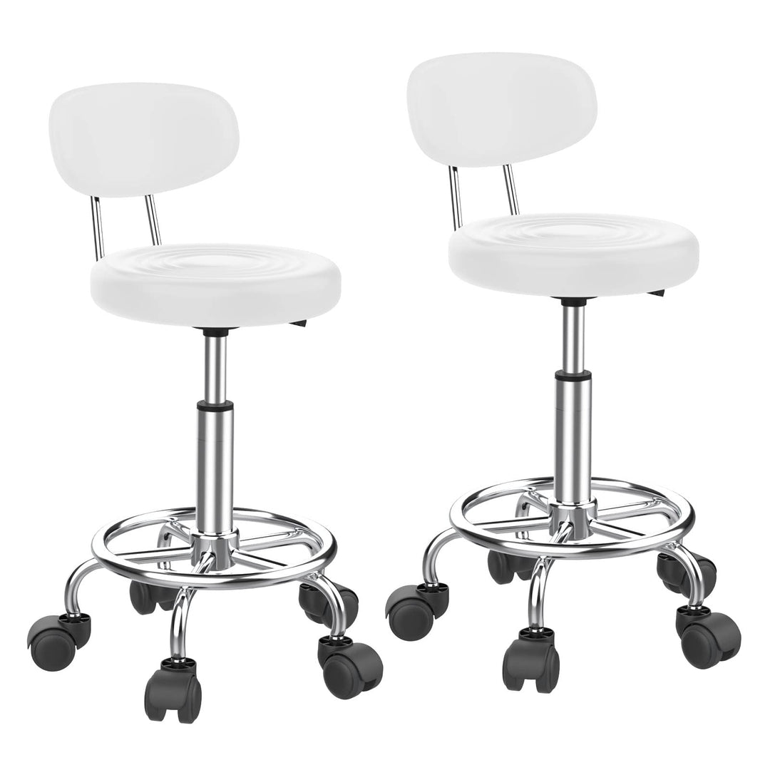 Lvhecforhm Arbeitshocker 2er Set, Bürostuhl mit Lehne, Rollhocker Höhenverstellbar, 360° Rotating Se