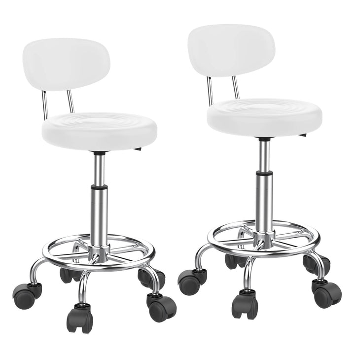 Lvhecforhm Arbeitshocker 2er Set, Bürostuhl mit Lehne, Rollhocker Höhenverstellbar, 360° Rotating Se