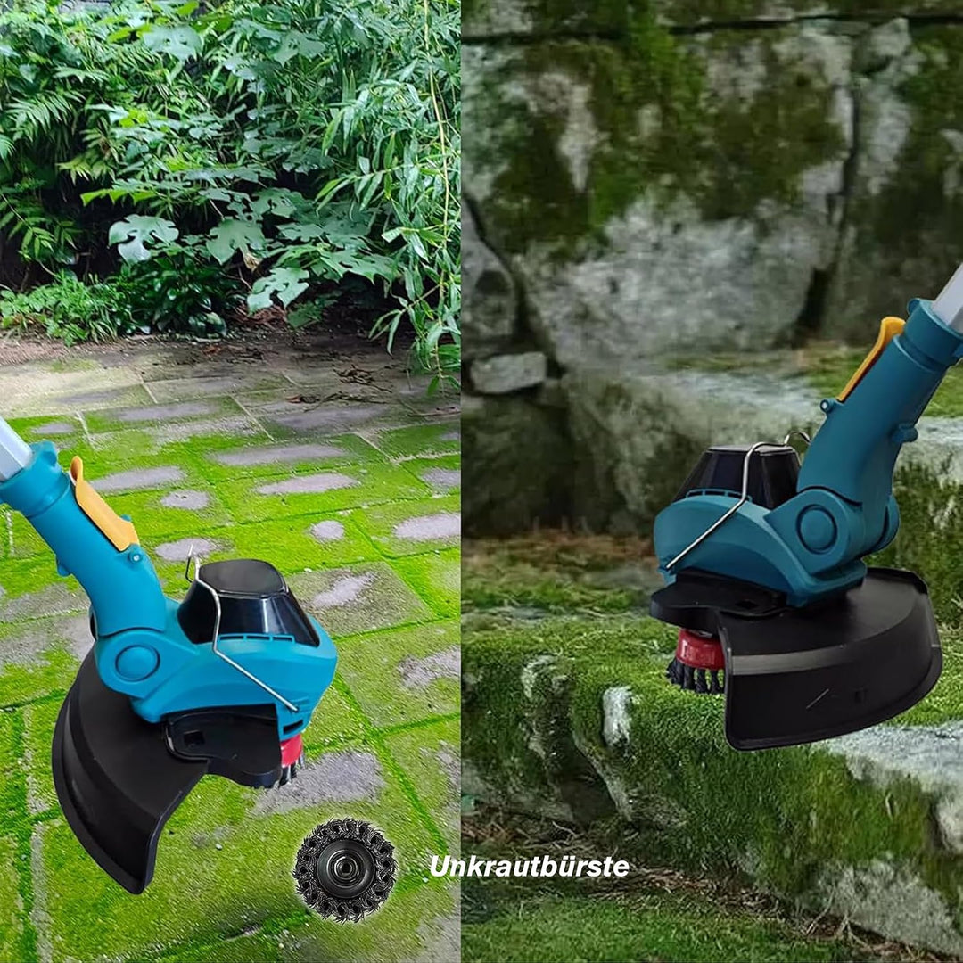 Akku Rasentrimmer für Makita Akku,Rasentrimmer mit Unkrautbürste Bürstenlose Elektro Motorsense Akku