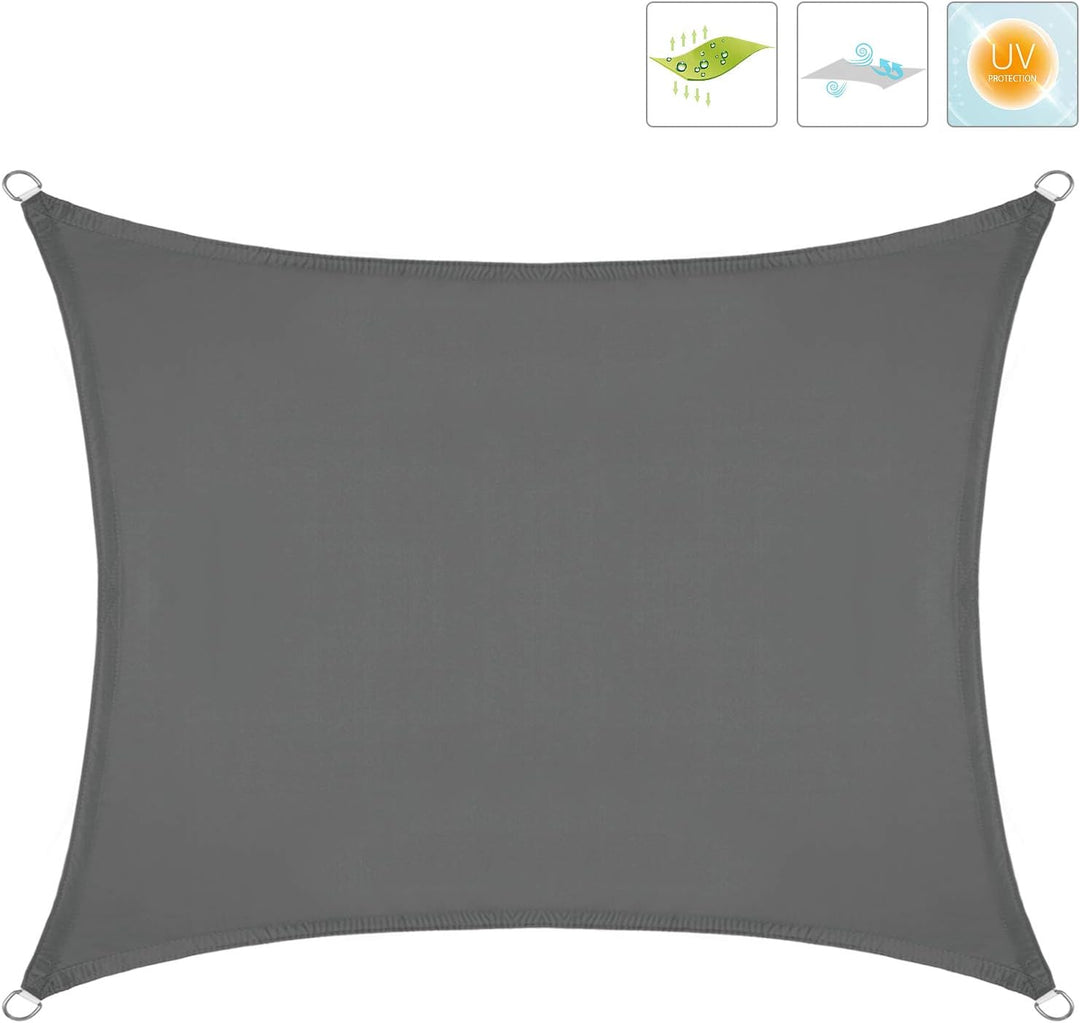 LARMNEE Sonnensegel, Wasserdicht, 3 x 5 m, Quadrat, Sonnenschutz, PES, Reissfestigkeit, Segeltuch Pe