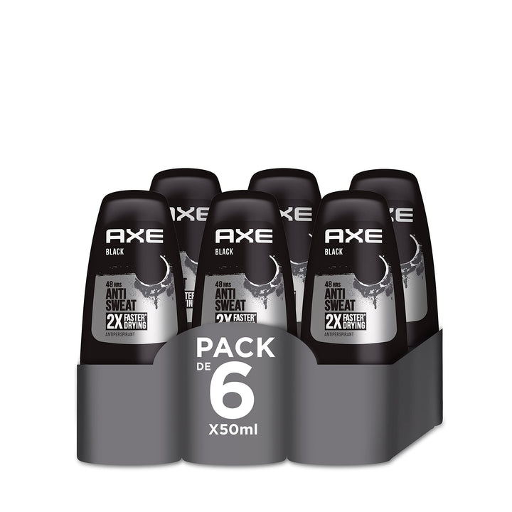 Axe Deodorant für Herren, Roll-On Schwarz, 50 ml, 6 Stück, Schwarz