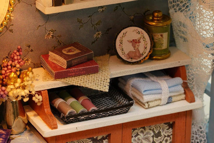 CUTEROOM DIY Puppenhaus aus Holz, Handcraft, Miniatur Kit-Salon, Modell und Möbel, Zeigen Fotos und