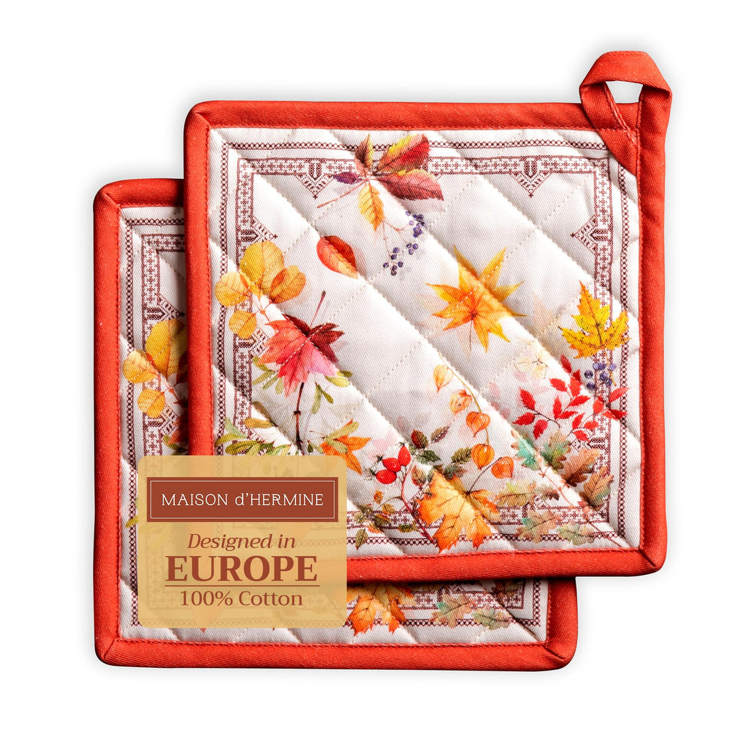 Maison d' Hermine Topflappen 100% Baumwolle hitzebeständig Set mit 2 Topflappen (20cm x 20cm) Hot Pa