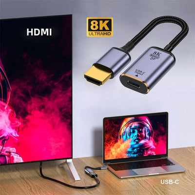 NFHK USB-C Typ C Buchse Quelle zu HDMI Senke HDTV Kabel 8K@60hz 4K@120hz für Tablet Phone Laptop Typ