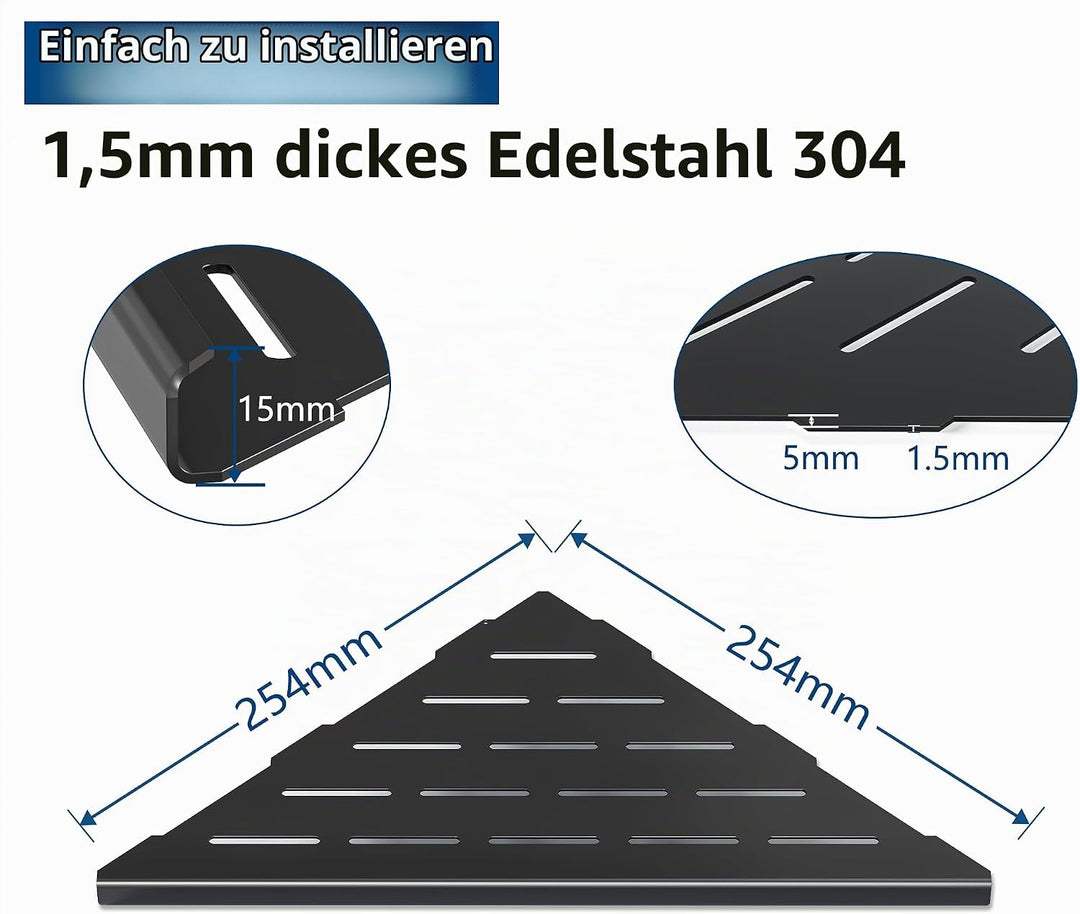 Neodrain Eckregal Duschablage Edelstahl Duschregal Fliesen Eingelassen für Badezimmer Shampoo Halter