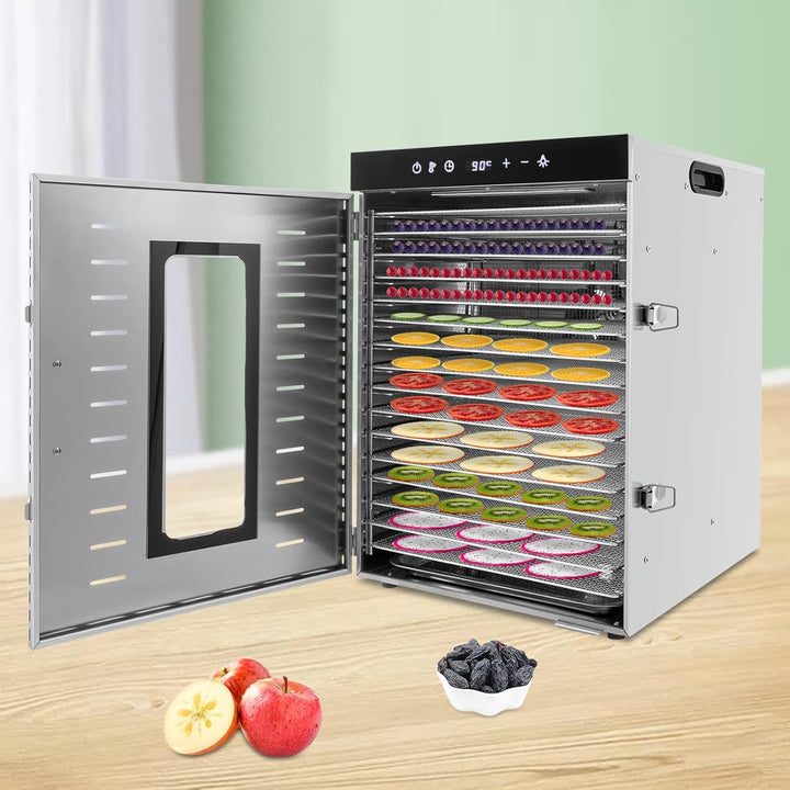 Dörrautomat 1500W Dörrgerät, Edelstahl Dörrautomat mit 16 Trays, Dehydrator mit Touch Screen Einstel