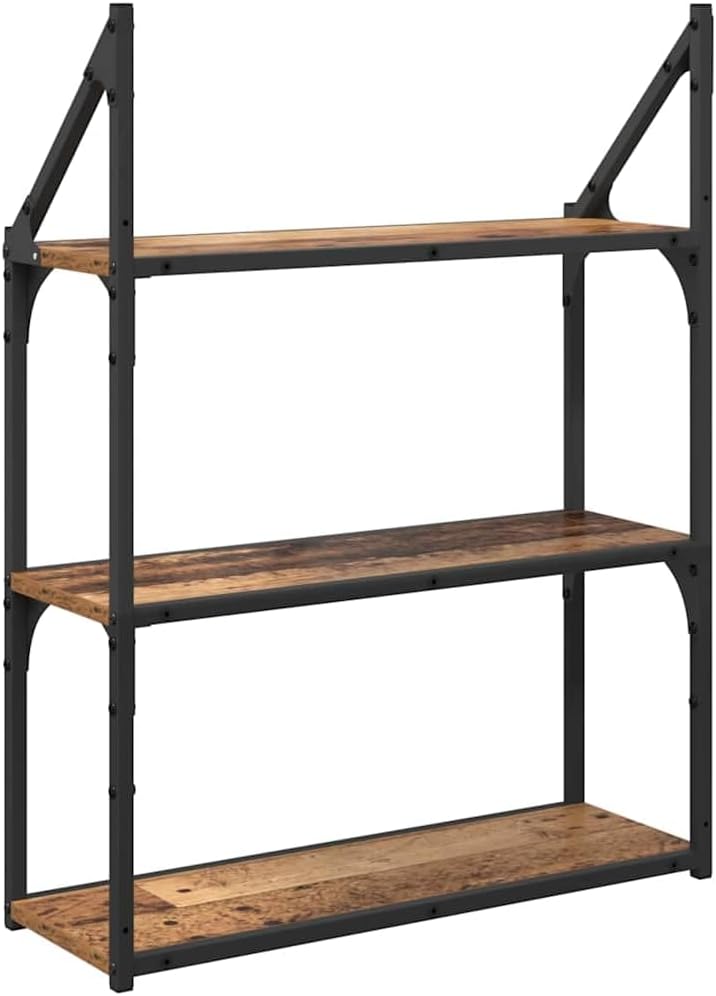 vidaXL Wandregal mit Regal Altholz 60 x 21 x 78,5 cm Holzwerkstoff, Moderne, rechteckige Wandregale,