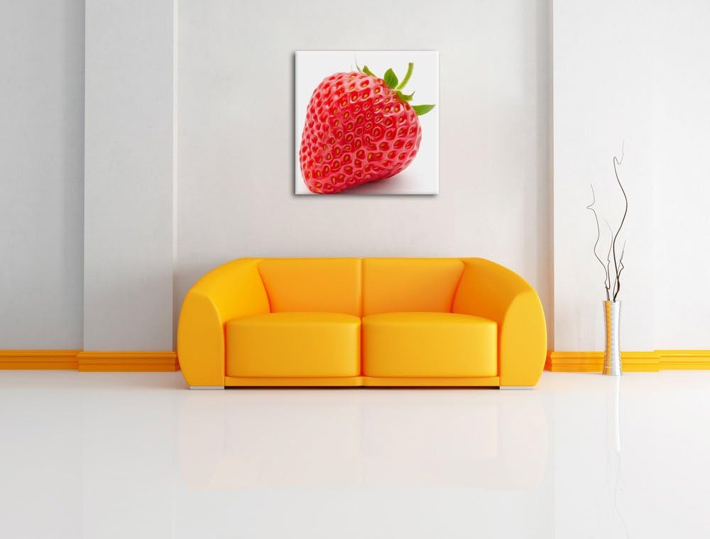 Pixxprint glänzende Erdbeere als Leinwandbild/Grösse: 70x70 cm/Wandbild/Kunstdruck/fertig bespannt,