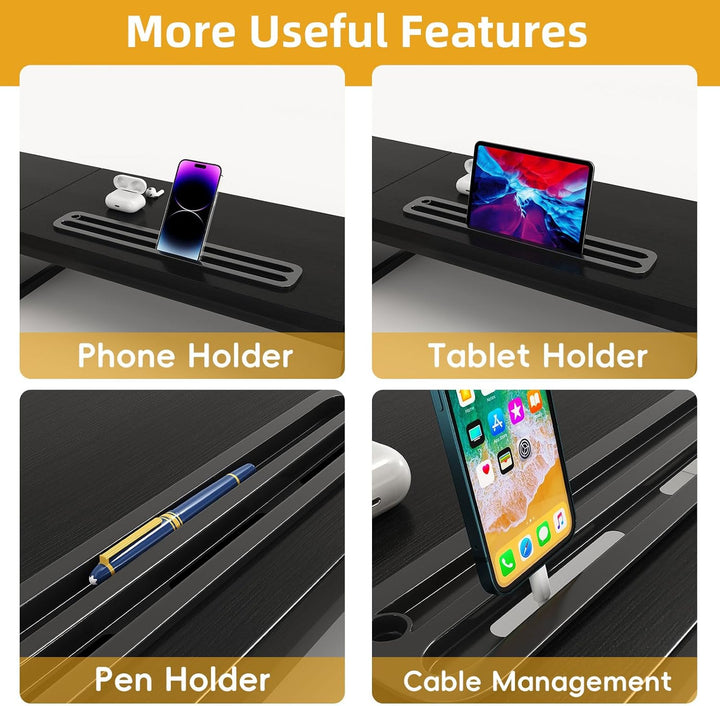 Dual Monitor Stand Riser mit 2 Schubladen - 100CM grosse Lagerung Computer Monitorständer für 2 Moni