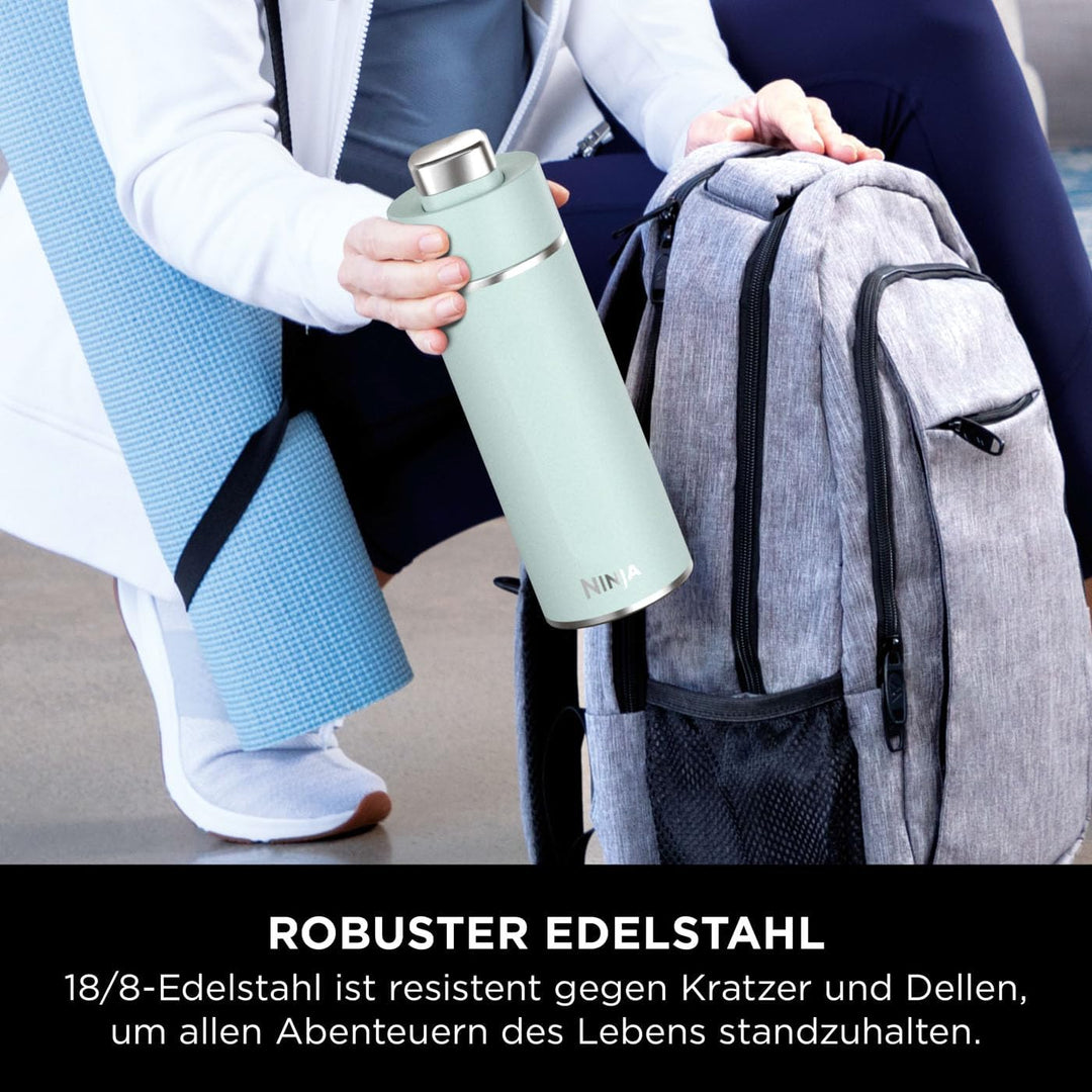Ninja Thirsti Wasserflasche/Thermobecher to go, 530ml, auslaufsicherer Deckel, für kohlensäurehaltig
