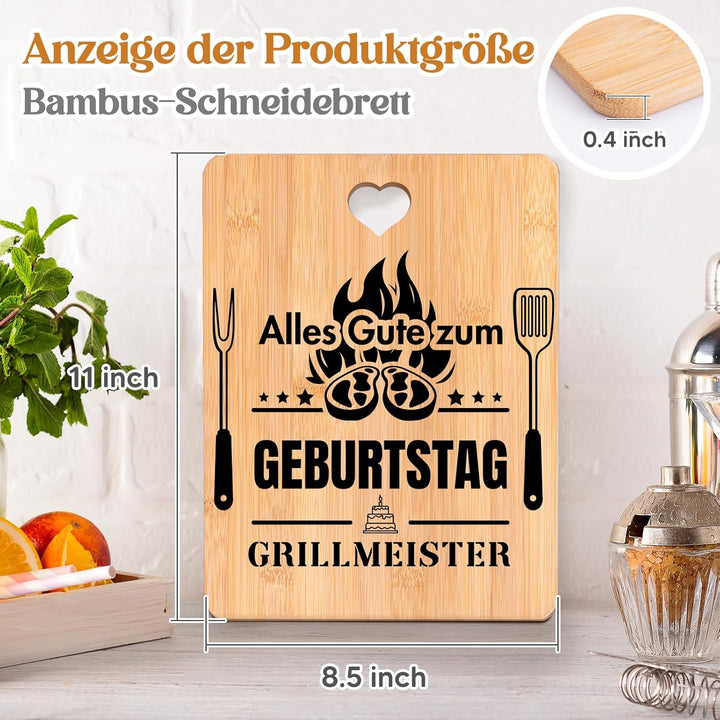 Geburtstagsgeschenk für Männer, Geburtstagsgeschenk für Frauen - Happy Birthday Bambus Schneidebrett