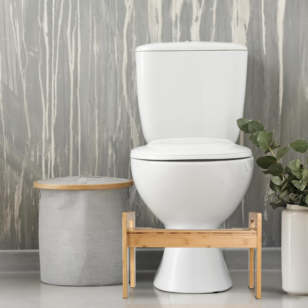 Relaxdays Toilettenhocker, Stuhlgang Unterstützung, WC Hocker für Erwachsene, Bambus, HxBxT 28,5 x 4