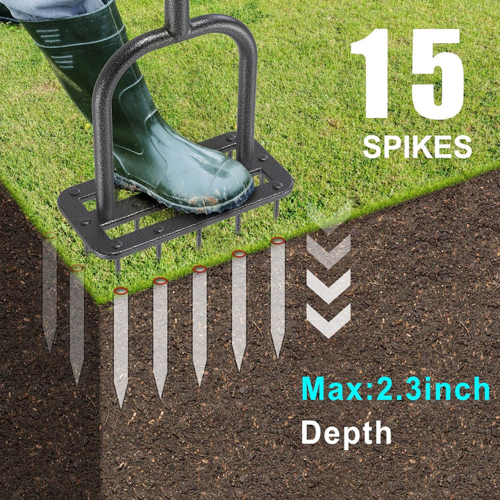 BeneLabel Rasenlüfter Spike, Manuell Rasen Belüfter Gardena Aerifiziergabel Gras Rasenspecht Rasenlo