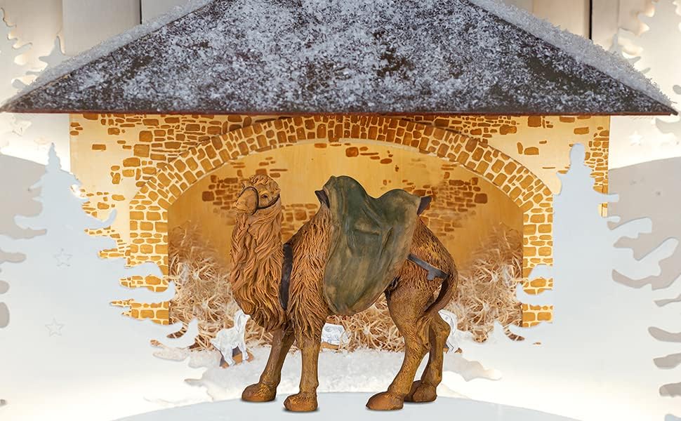 MaMeMi Krippenfigur Kamel [Höhe ca 9,5 cm, handbemalt, aus Polyserin/Kunstharz] Krippentier/Krippenf