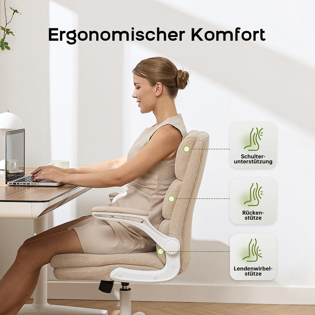 LukkDys Ergonomischer Bürostuhl mit 3-facher Rückenstütze (Nacken, Rücken, Lendenbereich) - Höhenver