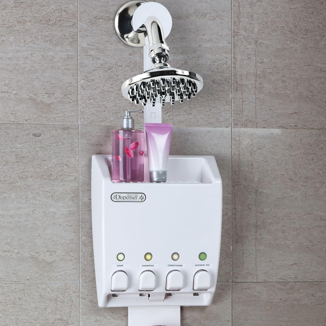 Better Living Products 75453 Ulti-Mate 4 White Dispenser mit Dusche Caddy Weiss, Weiss