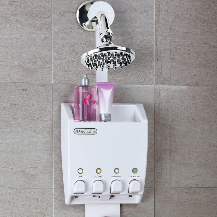 Better Living Products 75453 Ulti-Mate 4 White Dispenser mit Dusche Caddy Weiss, Weiss
