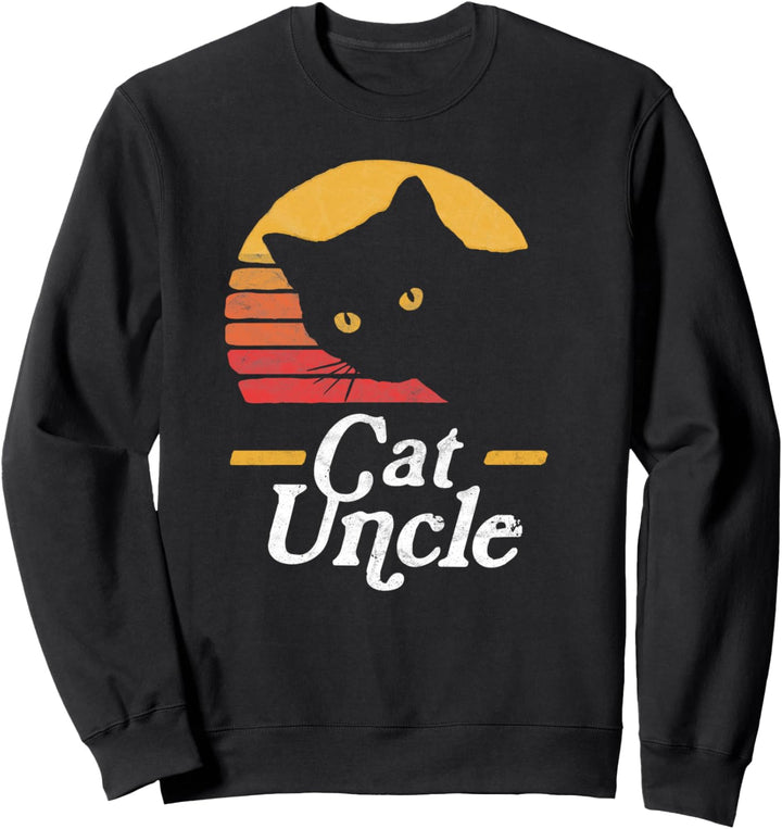 Cat Uncle Vintage 80s Style Cat Retro Distressed Sweatshirt