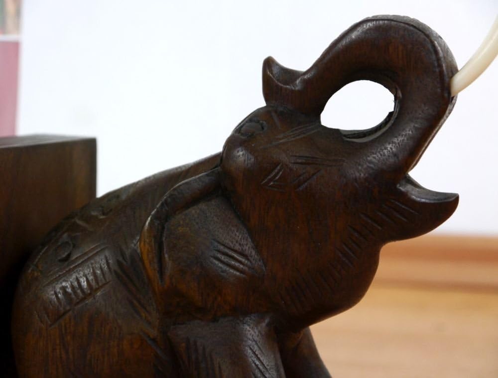 livasia Elefanten Buchstützen, Buchständer, Buchaufsteller, Holzbuchstützen, Tablethalter (Handarbei