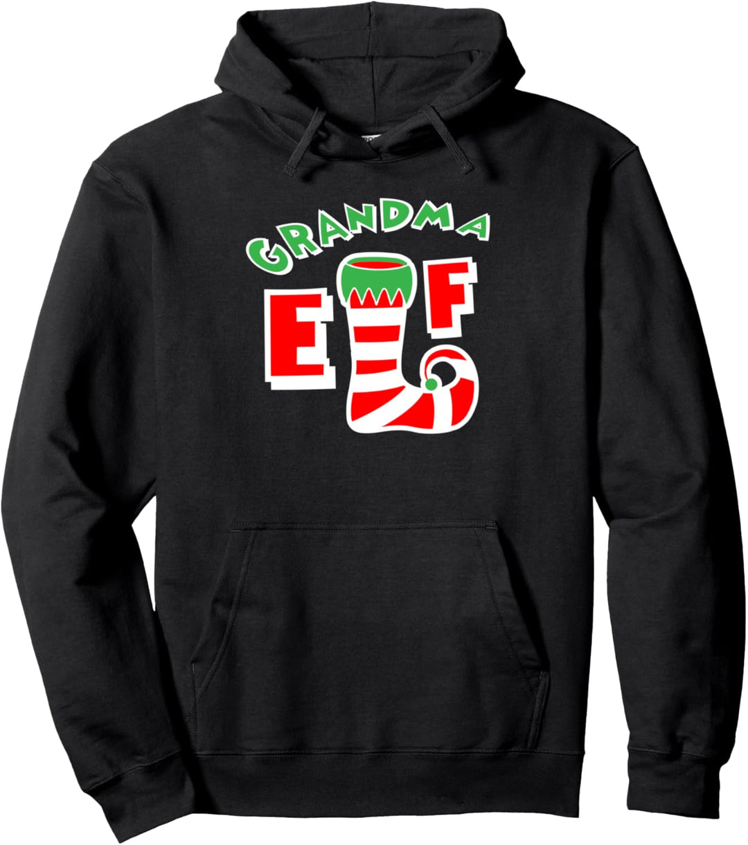 Grandma Elf Matching Christmas Pajamas Family Party Design Pullover Hoodie