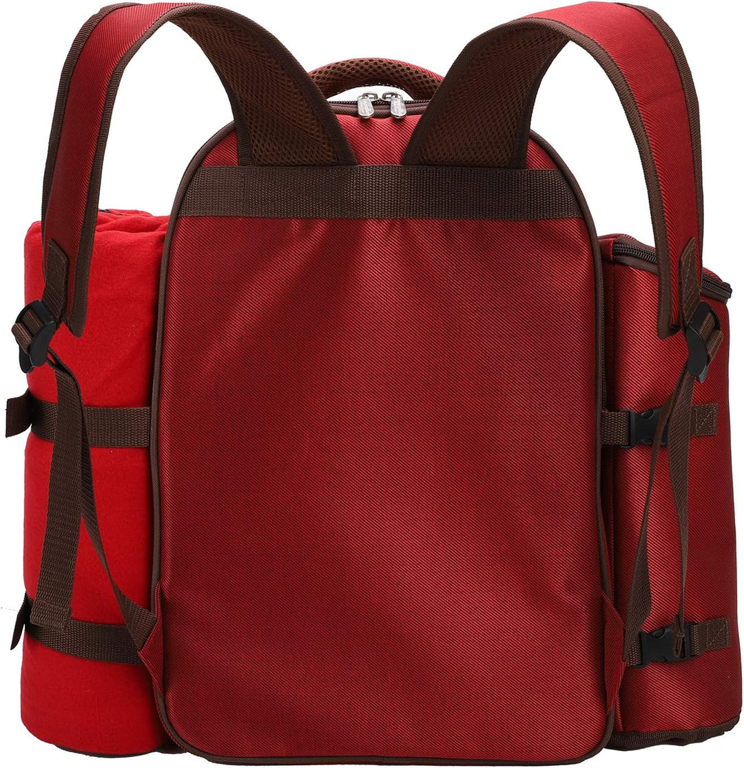 apollo walker 4 Person Picknick Rucksack Hamper Kühltasche mit Geschirr Set & Decke Rot-4