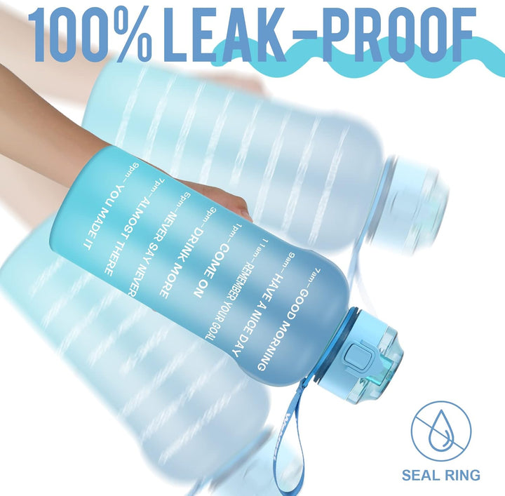 2 Liter Trinkflasche [BPA Frei Tritan], 2L Sportflasche mit Zeitmarkierung und Fruchtfilter, 2000ml
