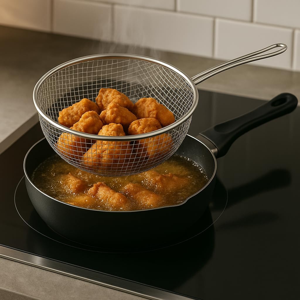 LS Kitchen - Fritier-Bratpfanne mit Antihaftbeschichtung - Frittierpfanne - Pfanne mit Frittierkorb