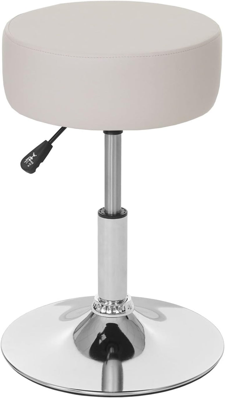 Mendler 2er-Set Hocker HWC-C22, Sitzhocker Schminkhocker, höhenverstellbar Ø 35cm - Kunstleder, Crem