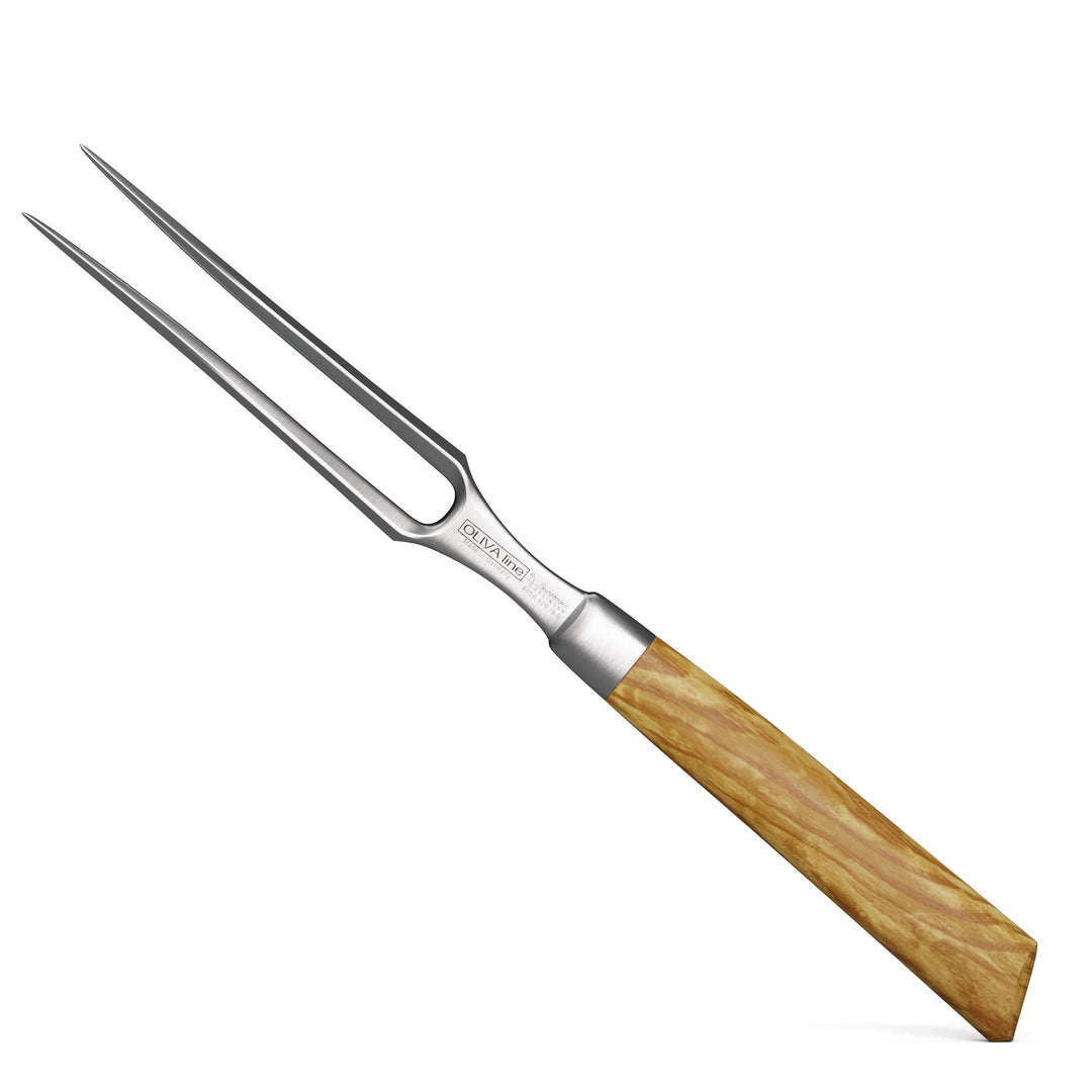 Burgvogel Solingen Fleischgabel 15 cm geschmiedet Olivenholz, Oliva Line, Grillgabel rostfrei, Wurst