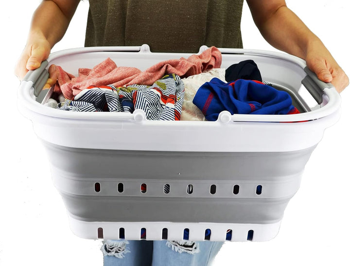 SAMMART 29L Faltbare Wanne mit Griff – Tragbarer Picknickkorb für den Aussenbereich – Faltbare Einka