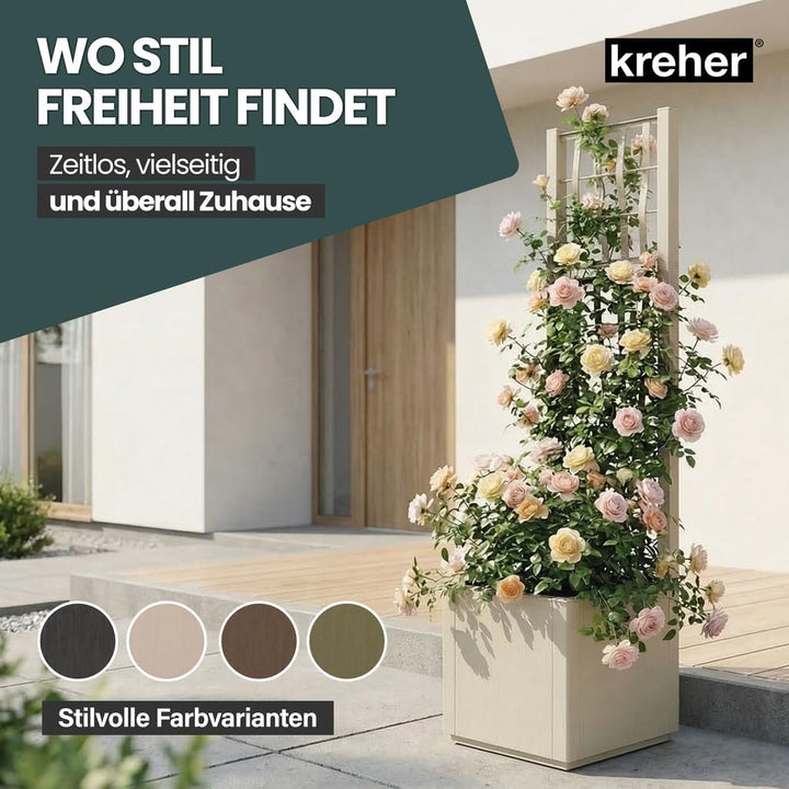 Kreher® XL Rankgitter, Spalier mit Pflanzkasten aus robustem Kunststoff. In verschiedenen Grössen un