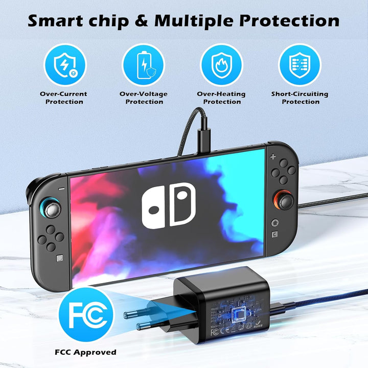 CloudValley 65-W-AC-Ladegerät für Nintendo Switch 2, unterstützt TV-Modus, mit Stecker und 1,52 m la