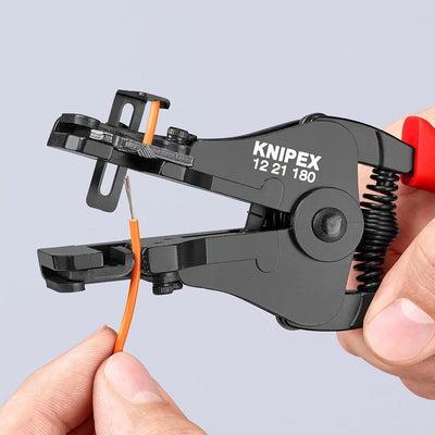 Knipex Abisolierzange mit Formmessern schwarz lackiert, mit Kunststoff-Griffhüllen 180 mm 12 21 180