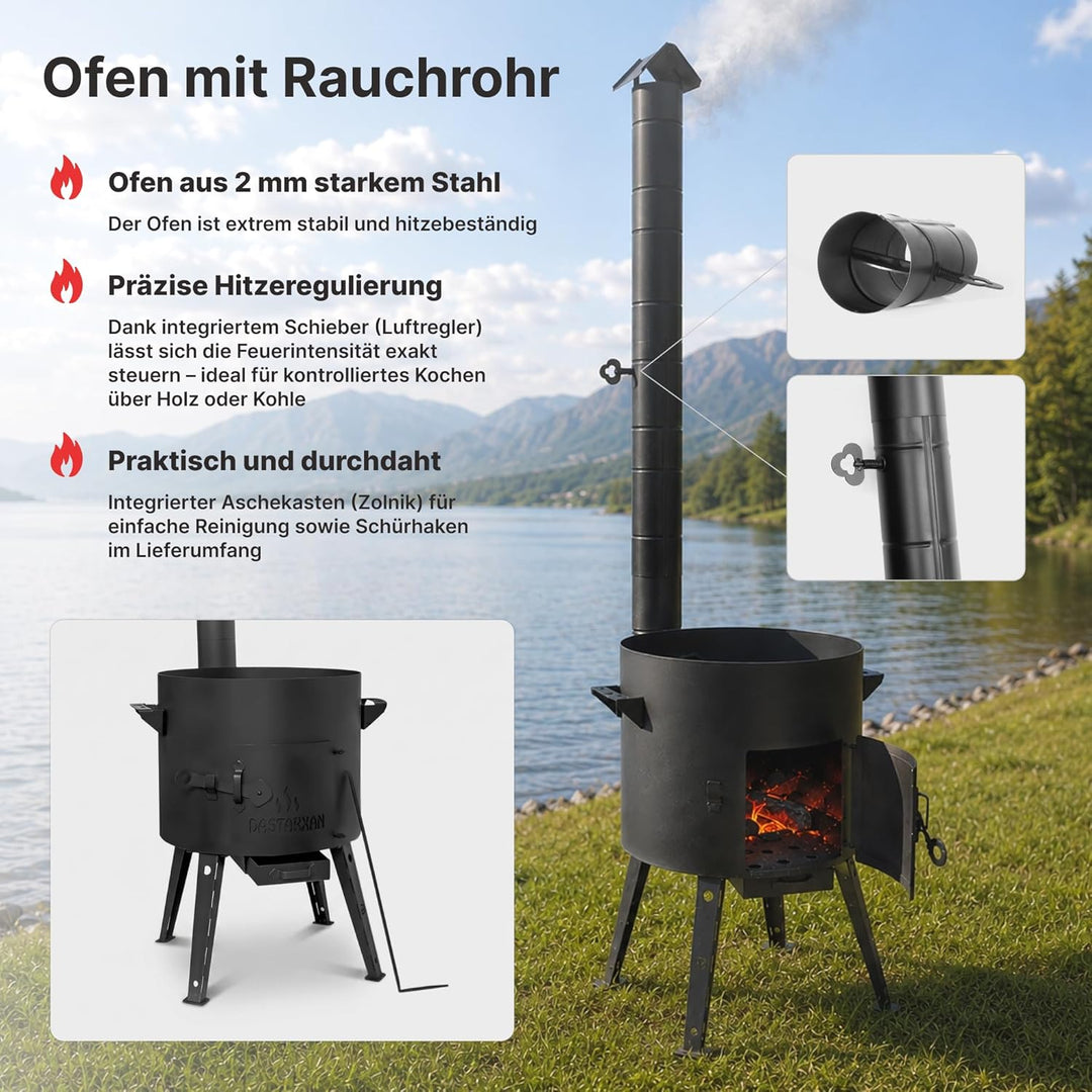 Ø49cm Uchag 2mm stahl Utschak mit Adapter-Ringe Rohr Utschag Feldküche Feuerstelle Campingofen Ausse
