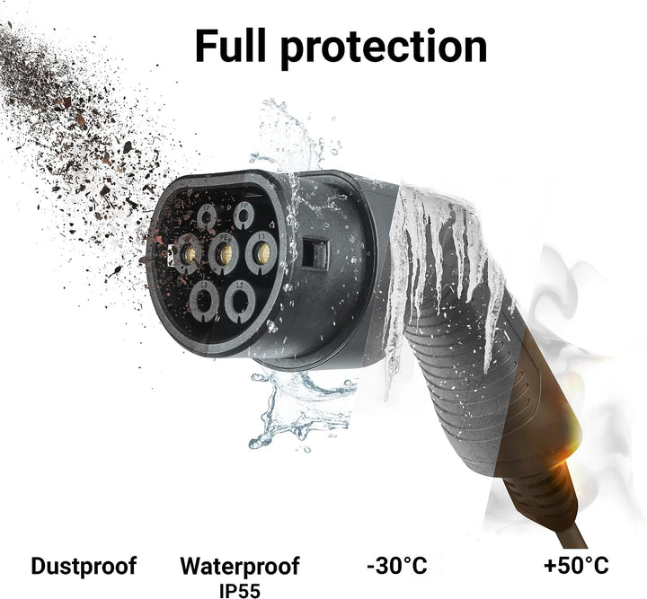 Green Cell GC Typ 2 Ladekabel für EV Elektroautos PHEV | 3.6kW | 16A | 5 Meter | Typ 2 auf Typ 2 | 1