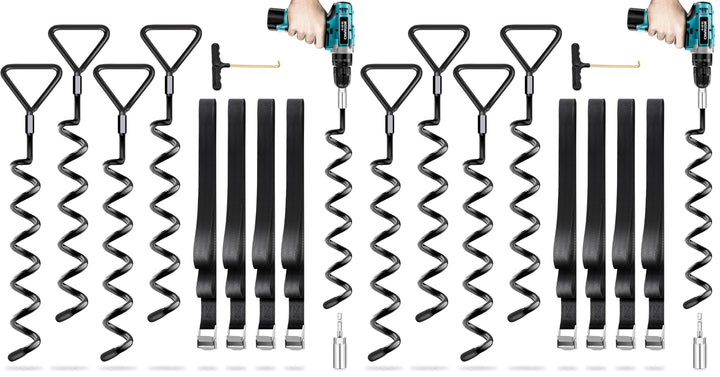 Bodenanker Trampolin 4 Pack | Heavy Duty Erdanker zum Einschrauben für Trampoline Withstand High Win