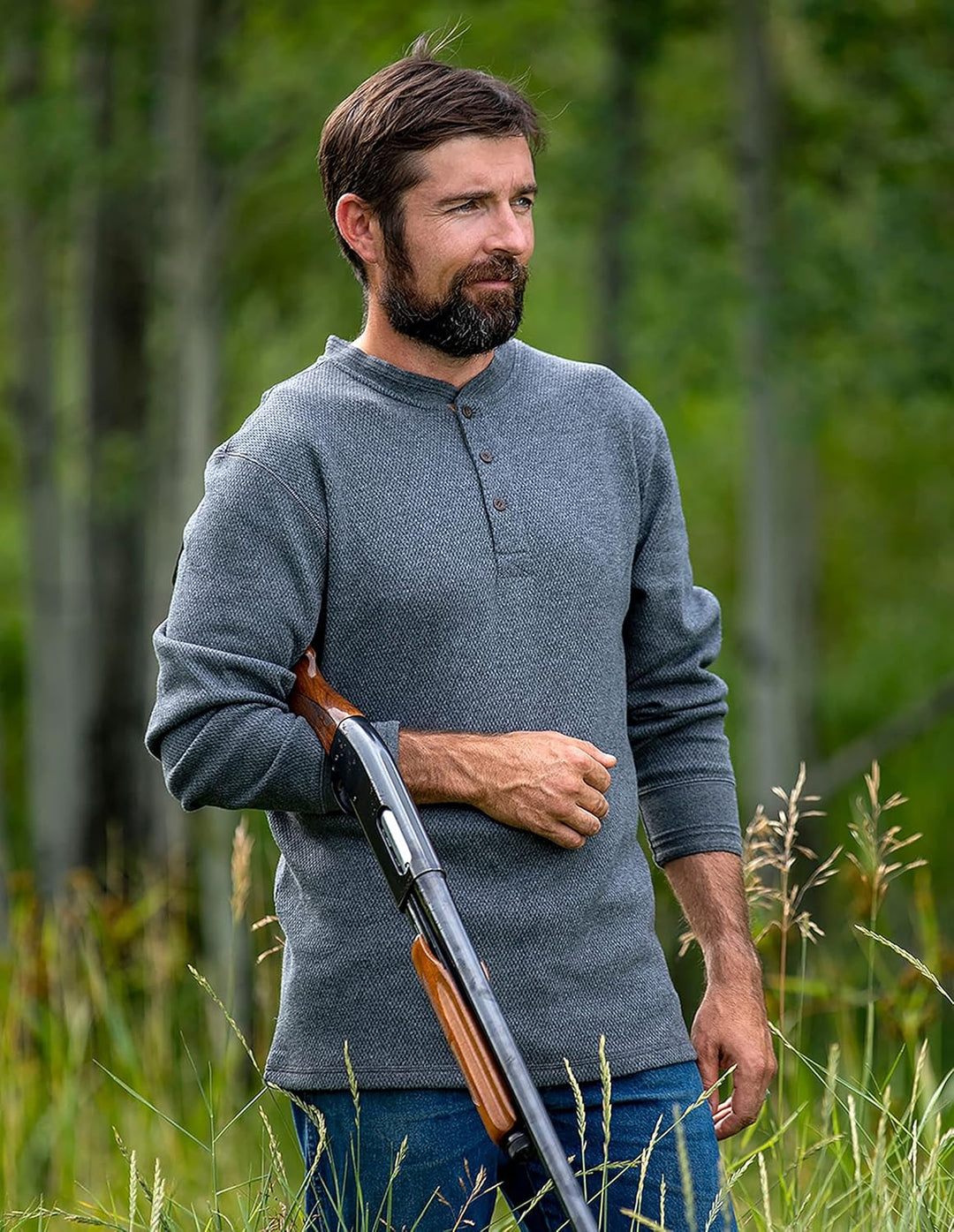 Legendary Whitetails Men's Tough as Buck Double Layer Thermal Henley Shirt-Casual Long Sleeve Waffle